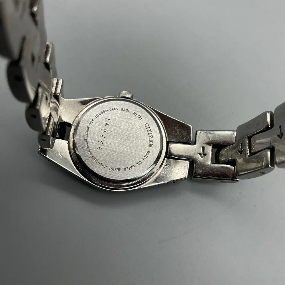 Citizen Quartz Womens Watch 21mm Black Silver Tone Crystals New Battery 6.25
